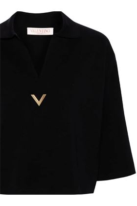 navy blue virgin wool knitted construction signature V logo Valentino PAP | 5B3KC56V8MJ598